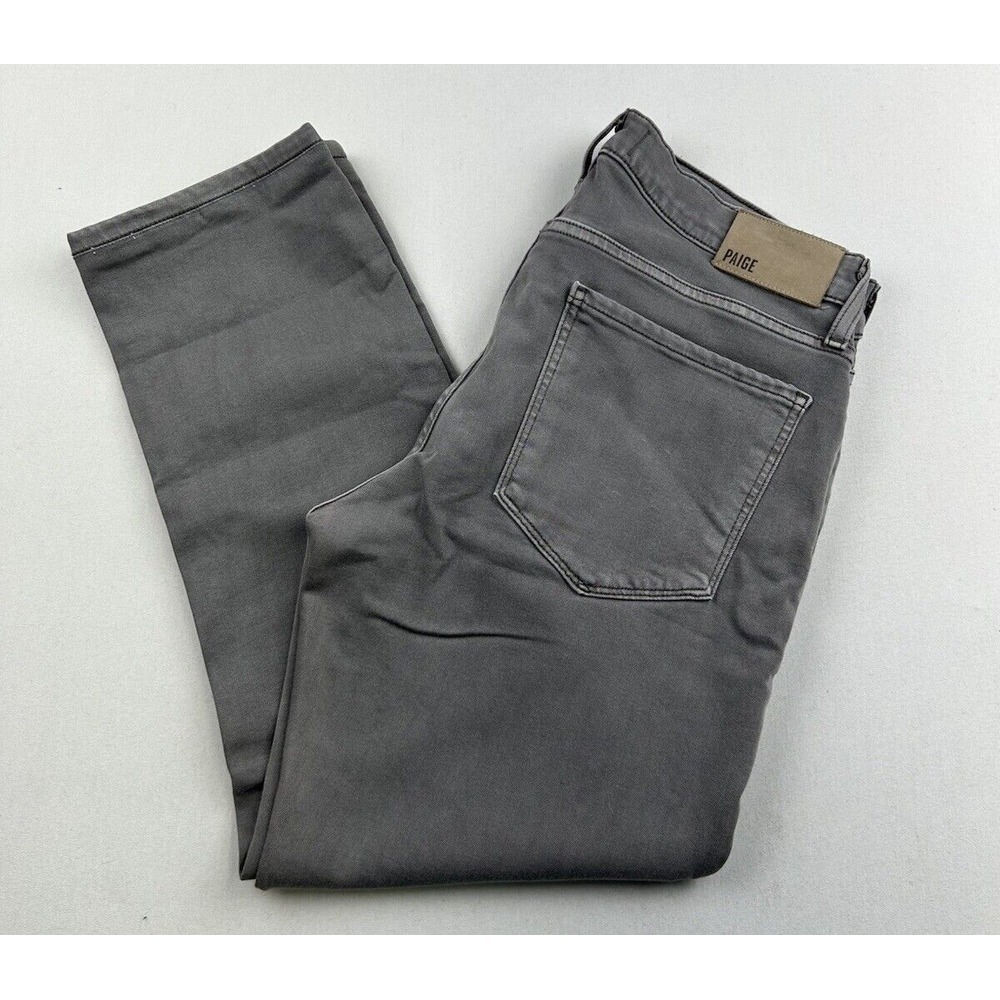 Paige Federal Pants Mens 31x24 Gray Pants Stretch Straight Leg Casual HEMMED